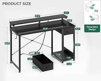 Amazon.com: AODK Gaming Desk with LED Lights & Power Outlet